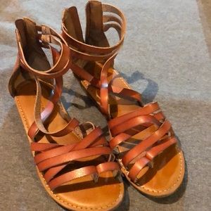 American Eagle Strappy Sandals with zipper.